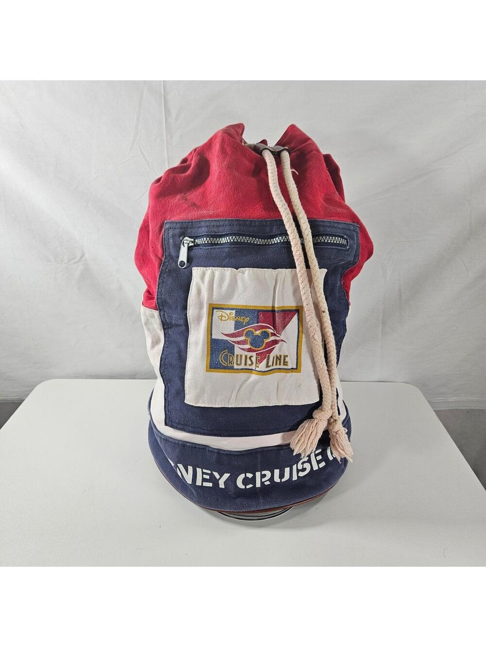 Vintage DISNEY Cruise Line Nautical Backpack Rucksack Drawstring Duffle Canvas